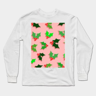 Christmas Holly Pattern Long Sleeve T-Shirt